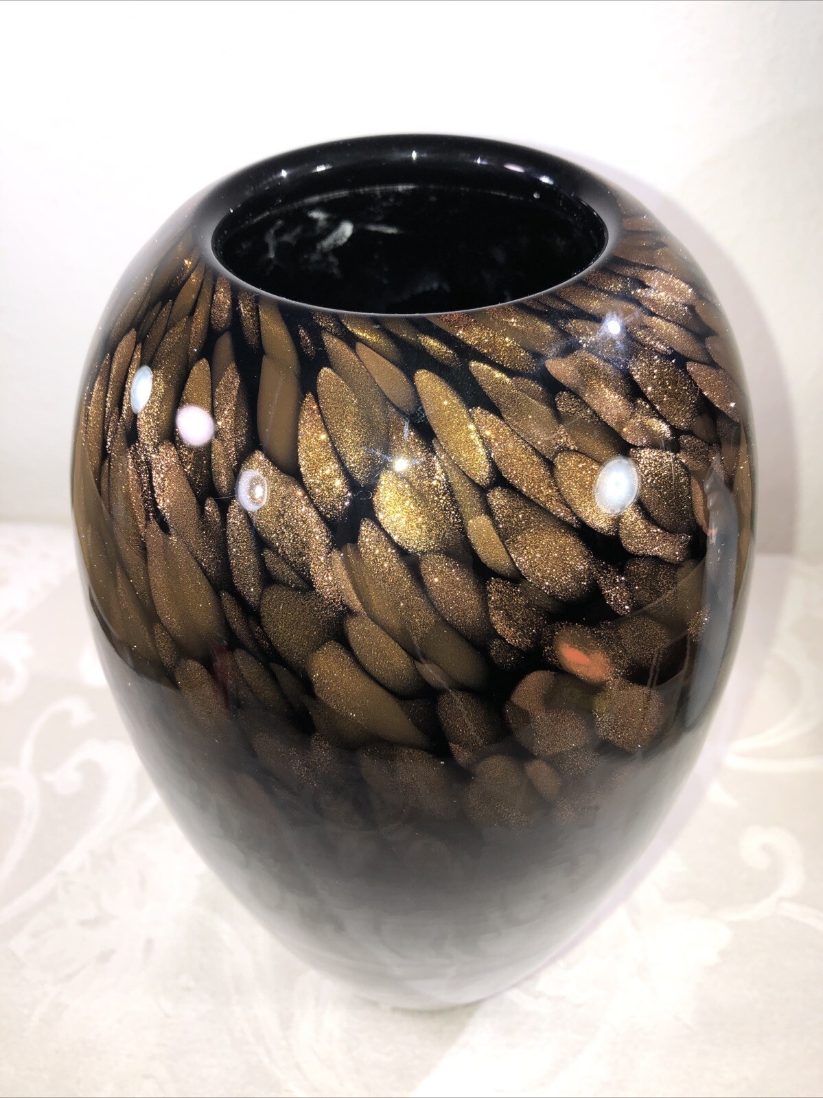 MMCI Hand Made Home Design Large Murano Style Art Glass Table Vase. Preowned.