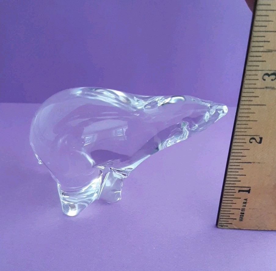 Maleras Sweden Polar Bear Folke Walwing Signed Clear Glass Figurine Scandinavian