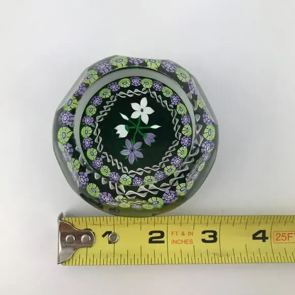 Perthshire 1986B Bouquet Lampwork Flowers Millefiori Faceted Twist Paperweight