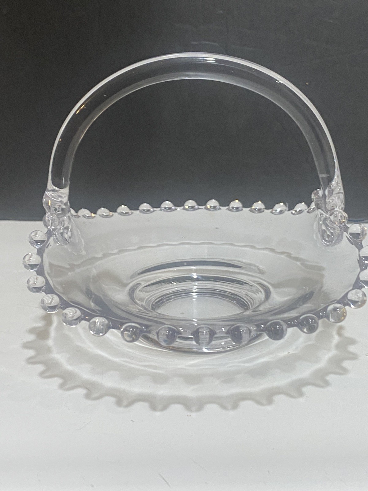 Vintage Candlewick Glass Candy Bowl Nut Bowl Basket. 6 1/2 X 5 1/2