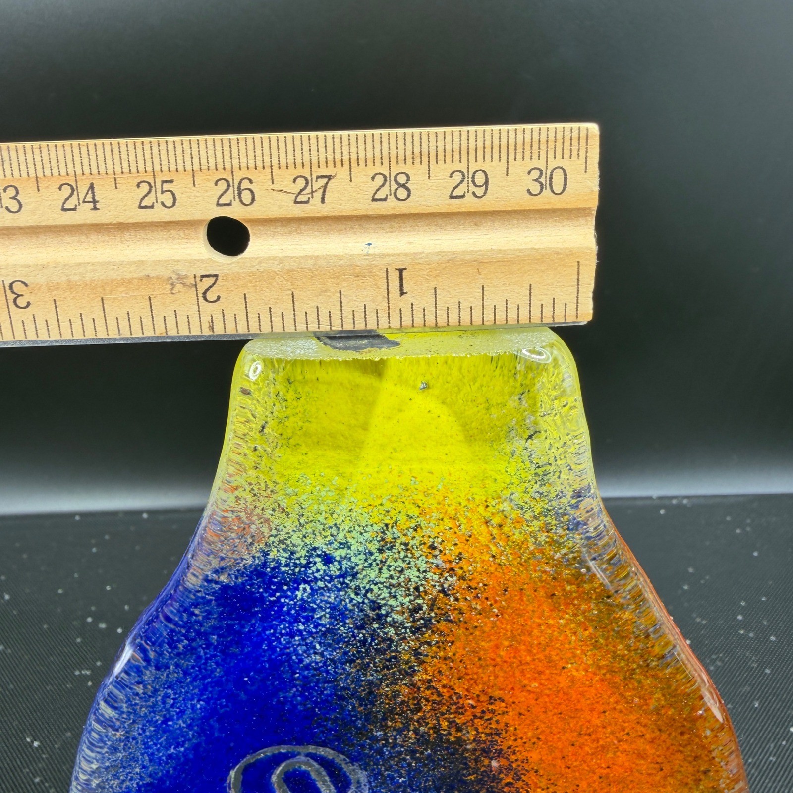 Cassandre Glass Studio Art Glass Belly Glass Sculpture Yellow Spiral Decor 7in