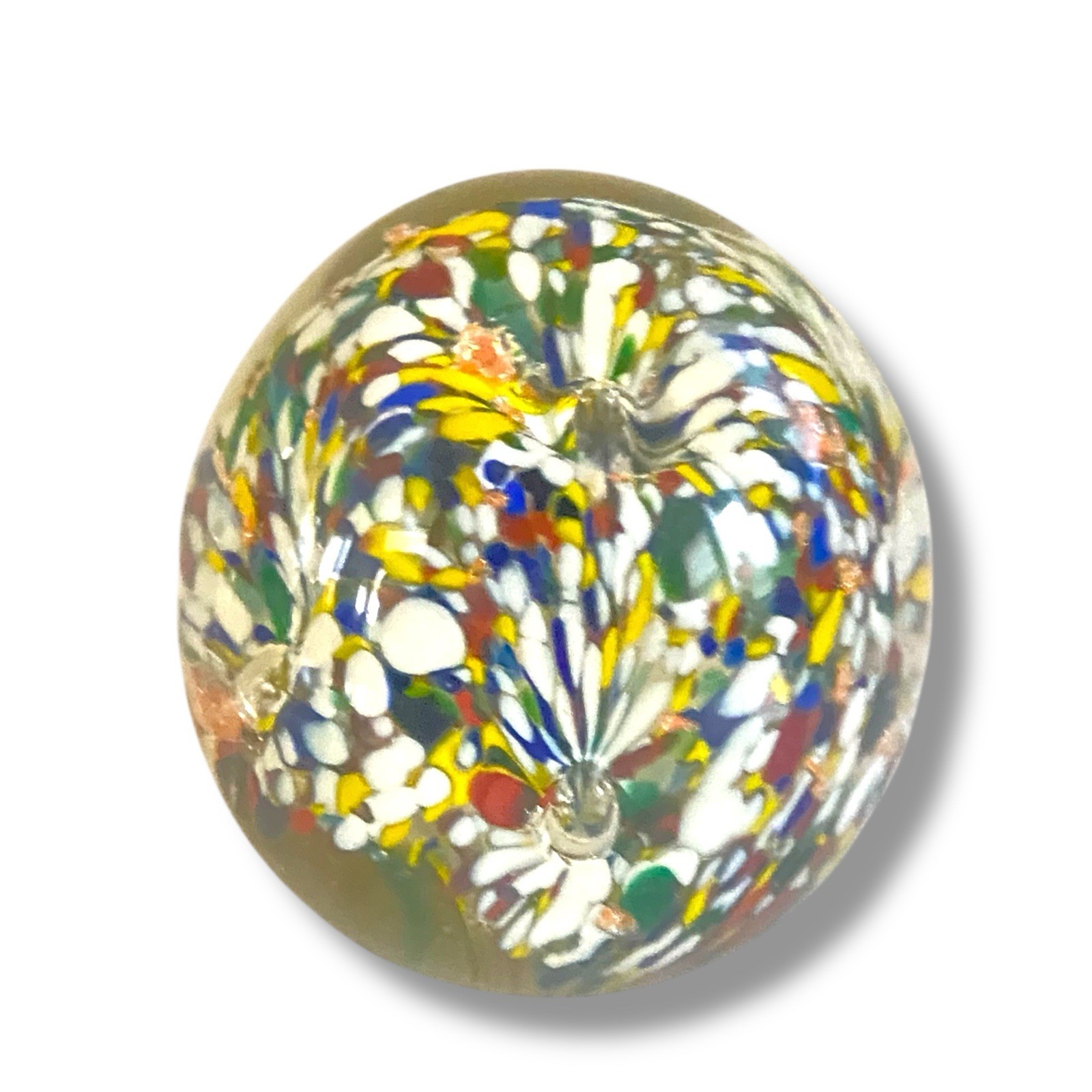Vintage MULTI COLORED Blown Art Glass Paperweight India Pontil