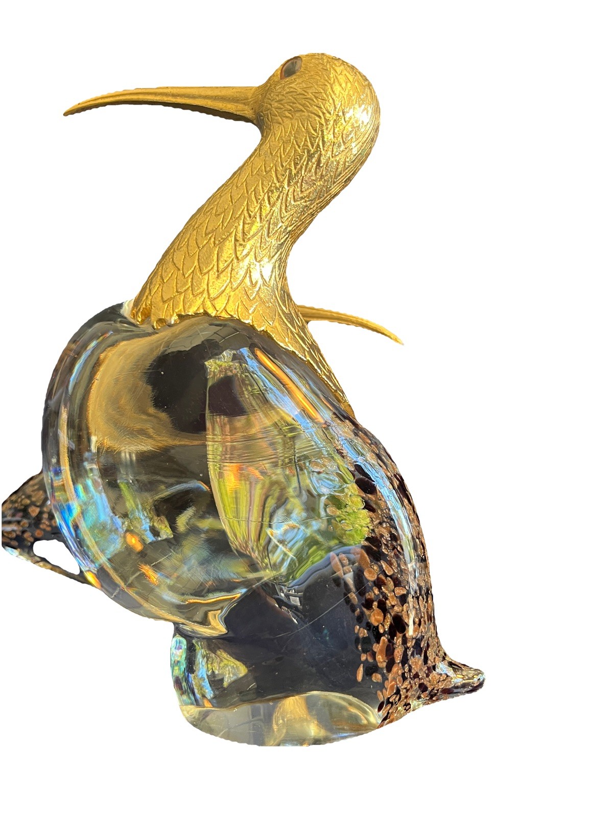 Vintage Made In Italy Murano Italian Glass Heron -Rare Excellent Condition