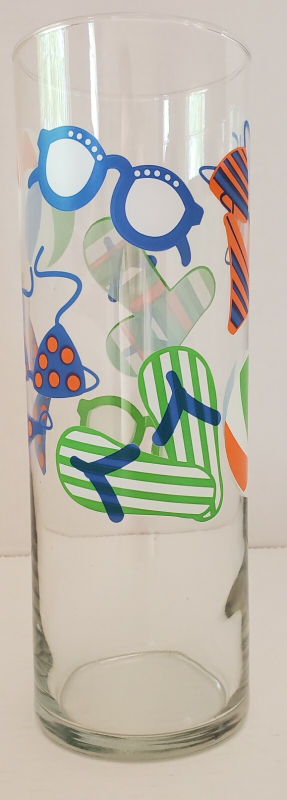 Clear Glass Vase Bikini Flip Flop Beach Ball Summer Fun sun glasses summertime