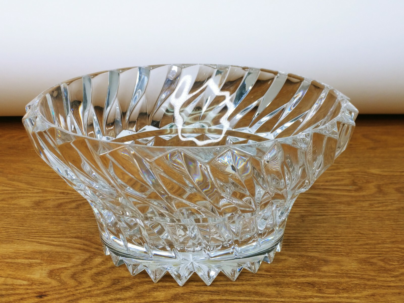 Mikasa Rainier Collectible Cut Lead Crystal Swirl Pattern 9” Fruit Bowl