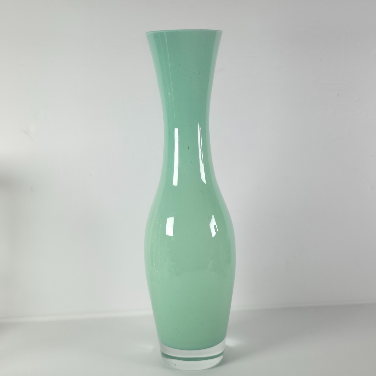 LSA International Glass Vase Handcrafted Poland Mouth Blown Seafoam Green 14.7″