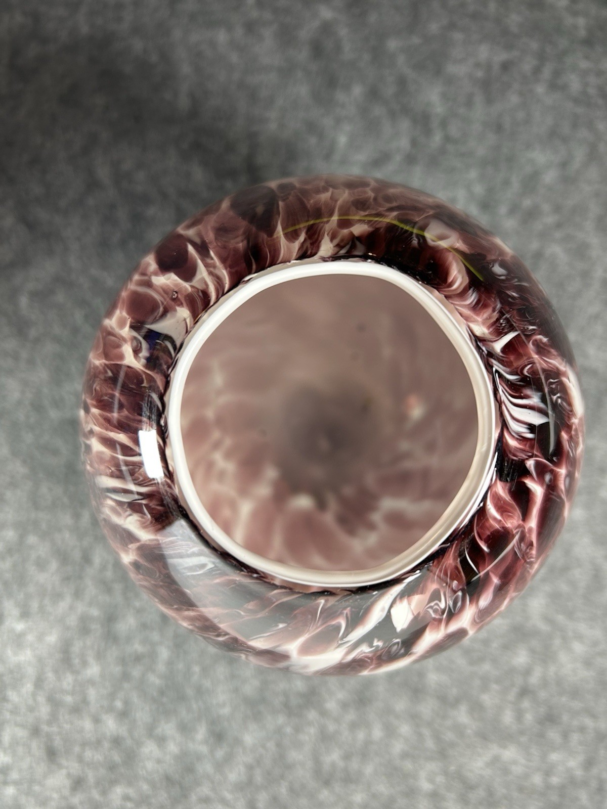 Hand Blown Studio Art Glass Pink Confetti Vase 10” Tall