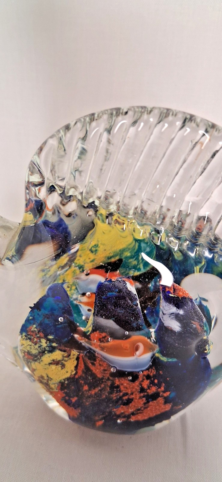 Vintage Murano Style Art Glass Angelfish Paperweight Hand Blown Tropical Fish Fi