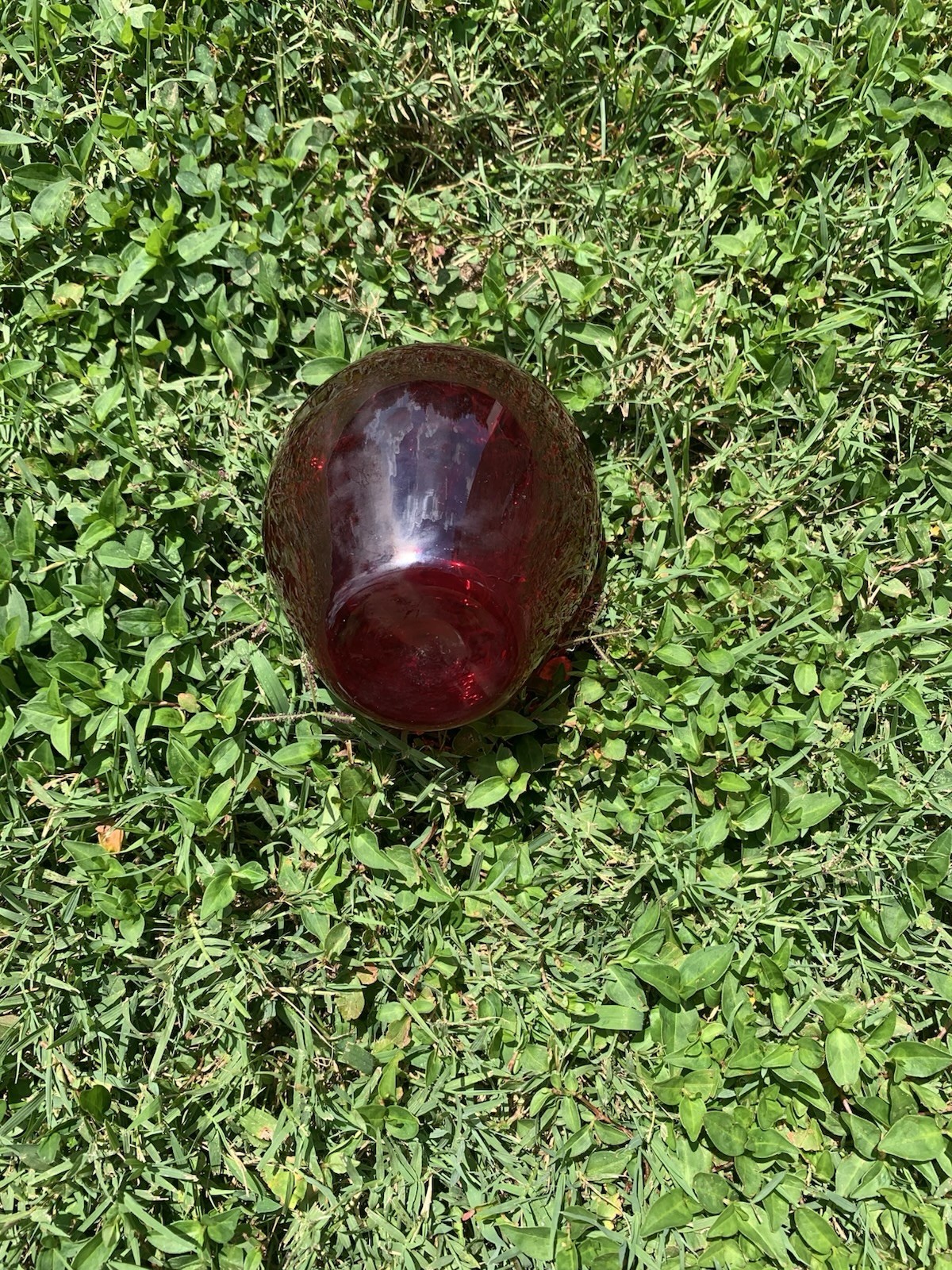 Vintage Viking Glass Green Stem Red Apple 7” Paperweight MCM