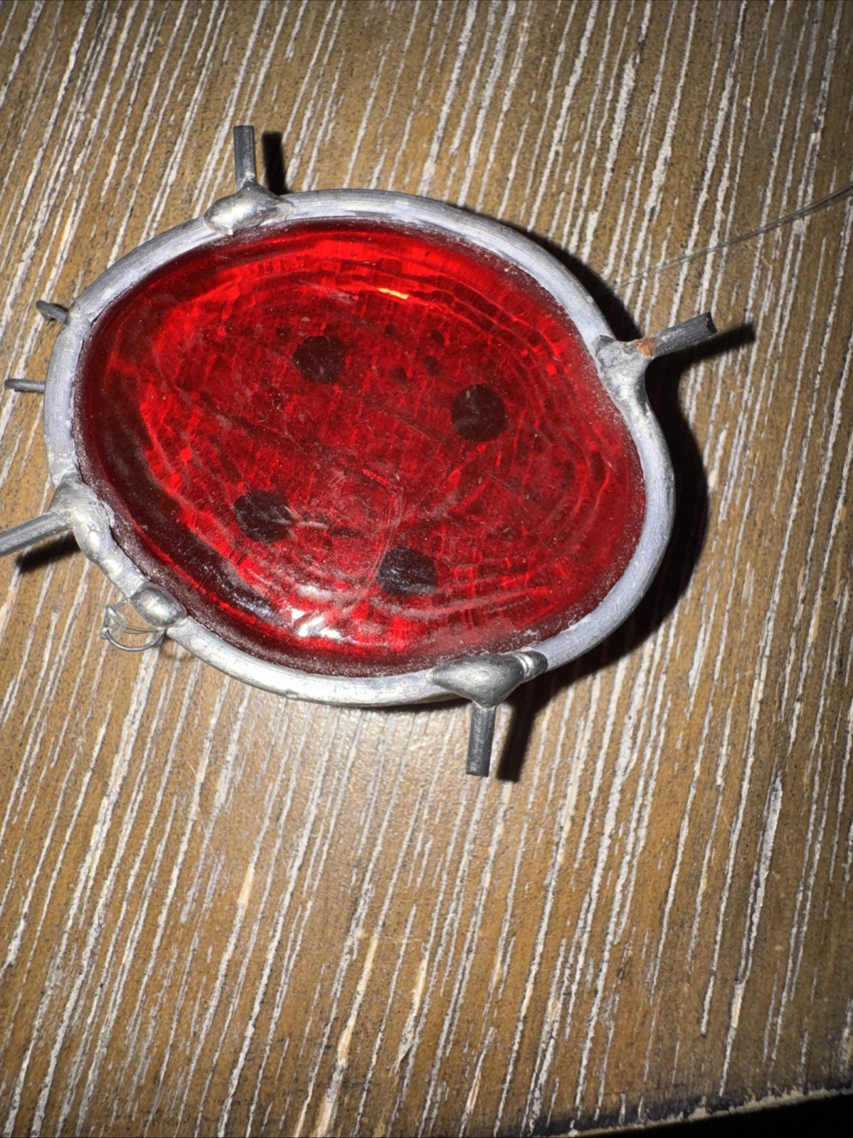 Stained Glass lady bug Suncatcher, 1.78×1.5 Red Glass String hook