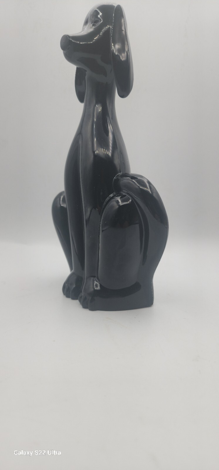 Viking Glass Epic Dog Rare Shiny Black Hound Figurine 8″ MCM By Mosser Heavy