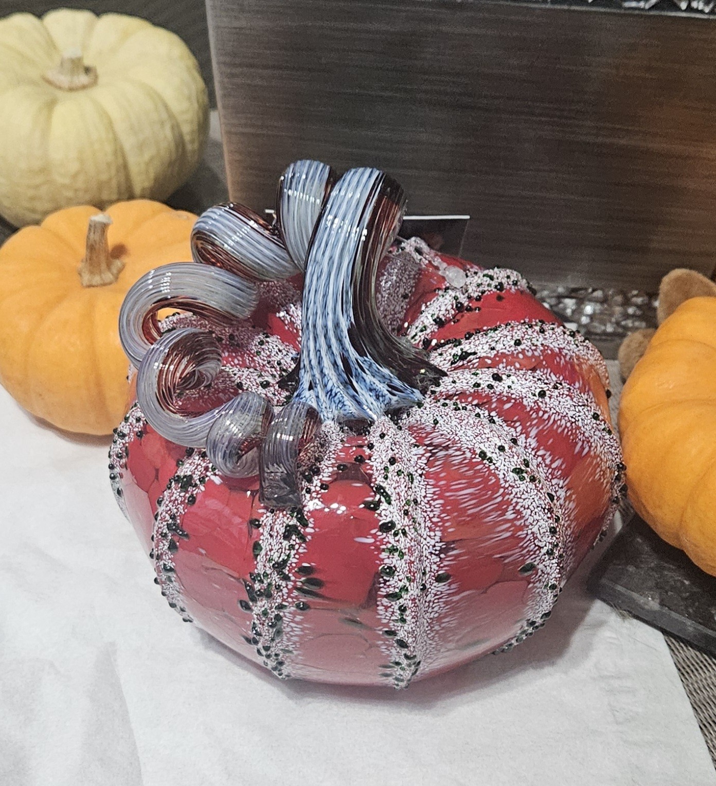 Luke Adams Glassblowing Studio, Candy Cane Lane Glass Pumpkin, Squat Size
