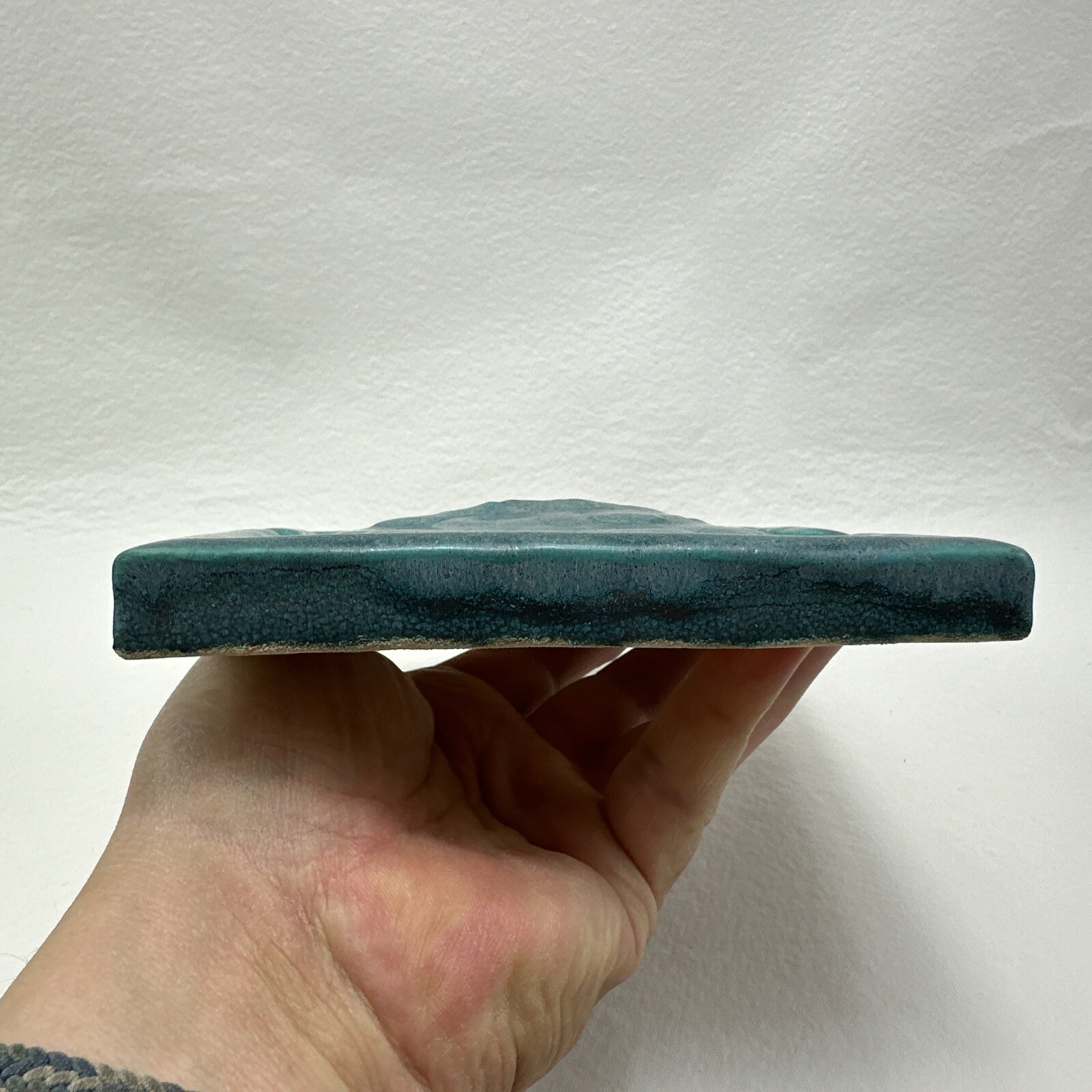 Sea Turtle Tile VTG Whistling Frog Tile Company? Handmade Aqua Pottery 1993