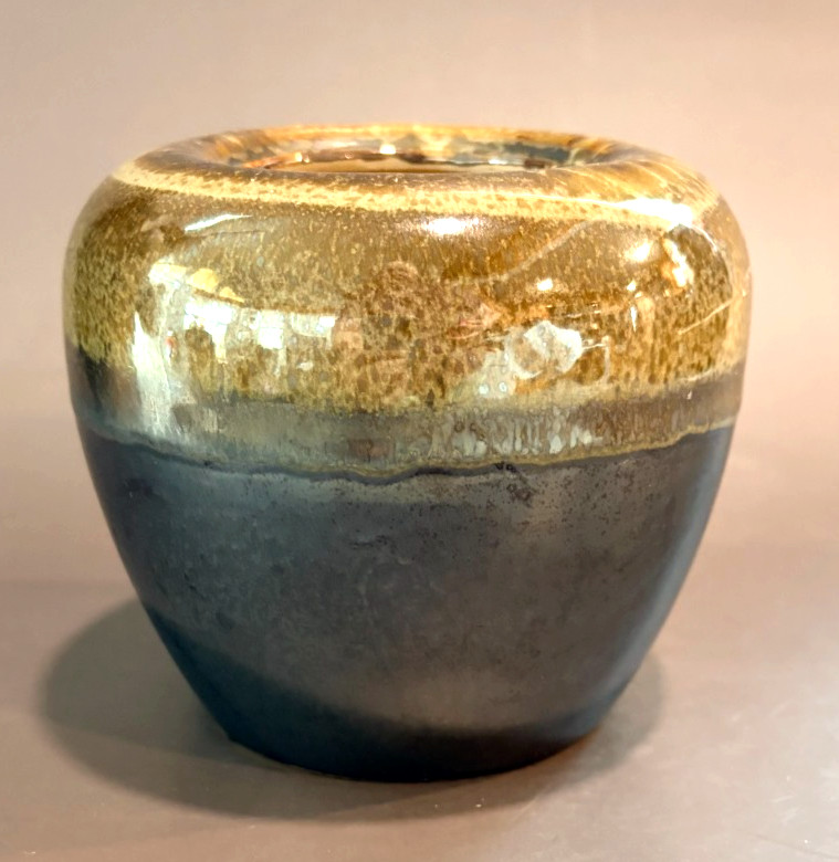 Mid-Century Modern California Art Pottery Drip Glaze Stoneware Vase Retro CA04