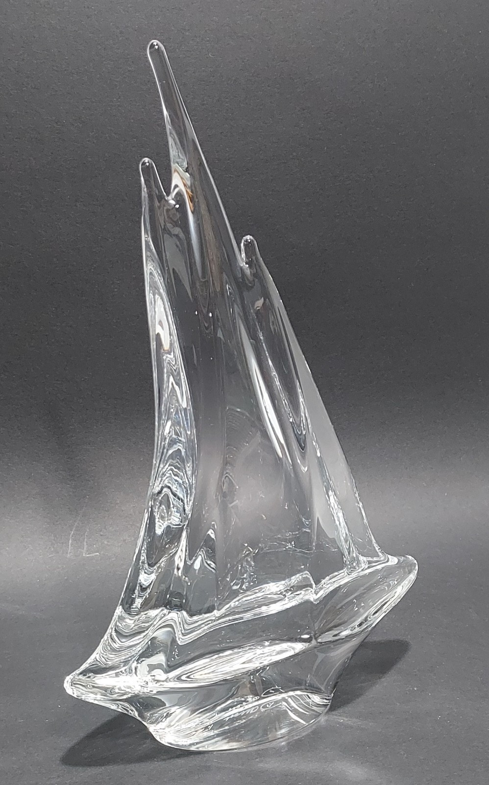 Daum France Crystal Triple Mast Sailboat Figurine/Sculpture