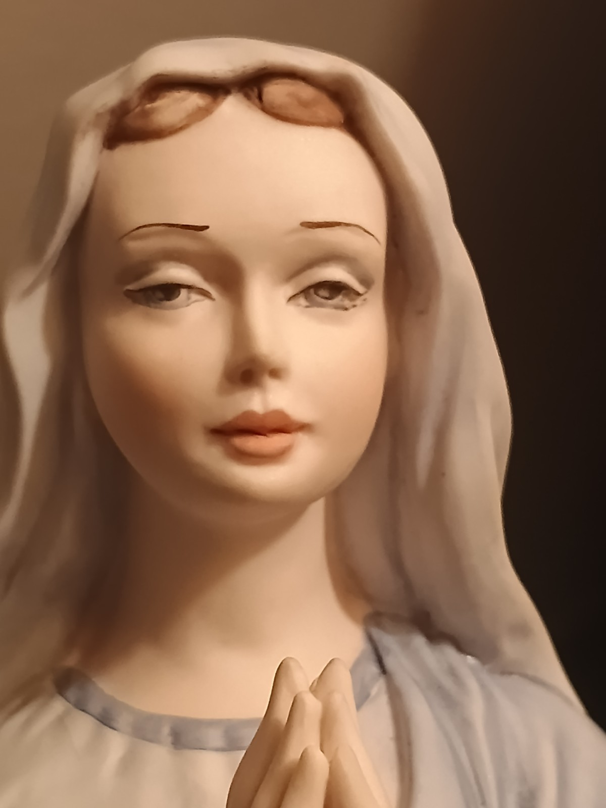 Vntg Capodimonte Sartori Signed Porcelain Madonna Statue 12″ Virgin Mary Italy