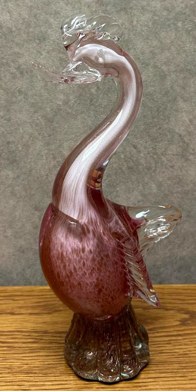 Vintage Fratelli Toso 11″ Pink Avventurina Murano Glass Duck With Wings