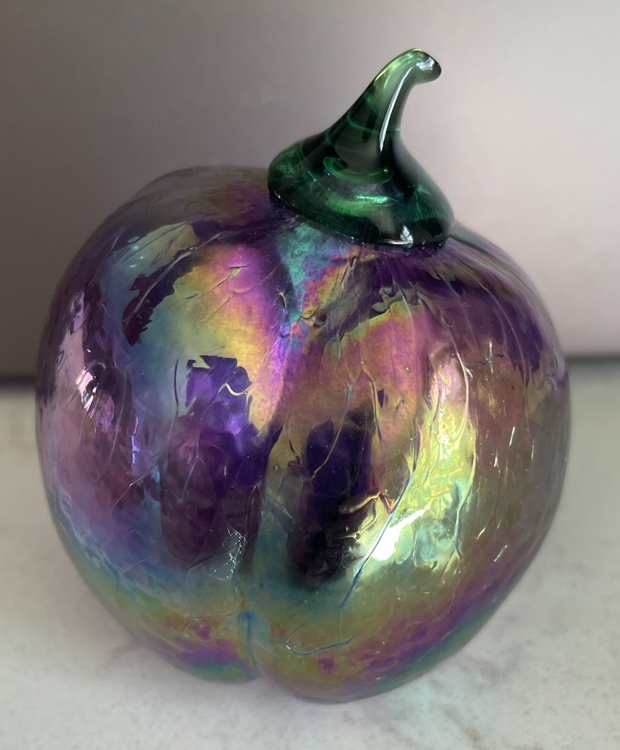 Glass Eye Studio Art Glass Iridescent Fruits Vtg Lot Of 3 USA
