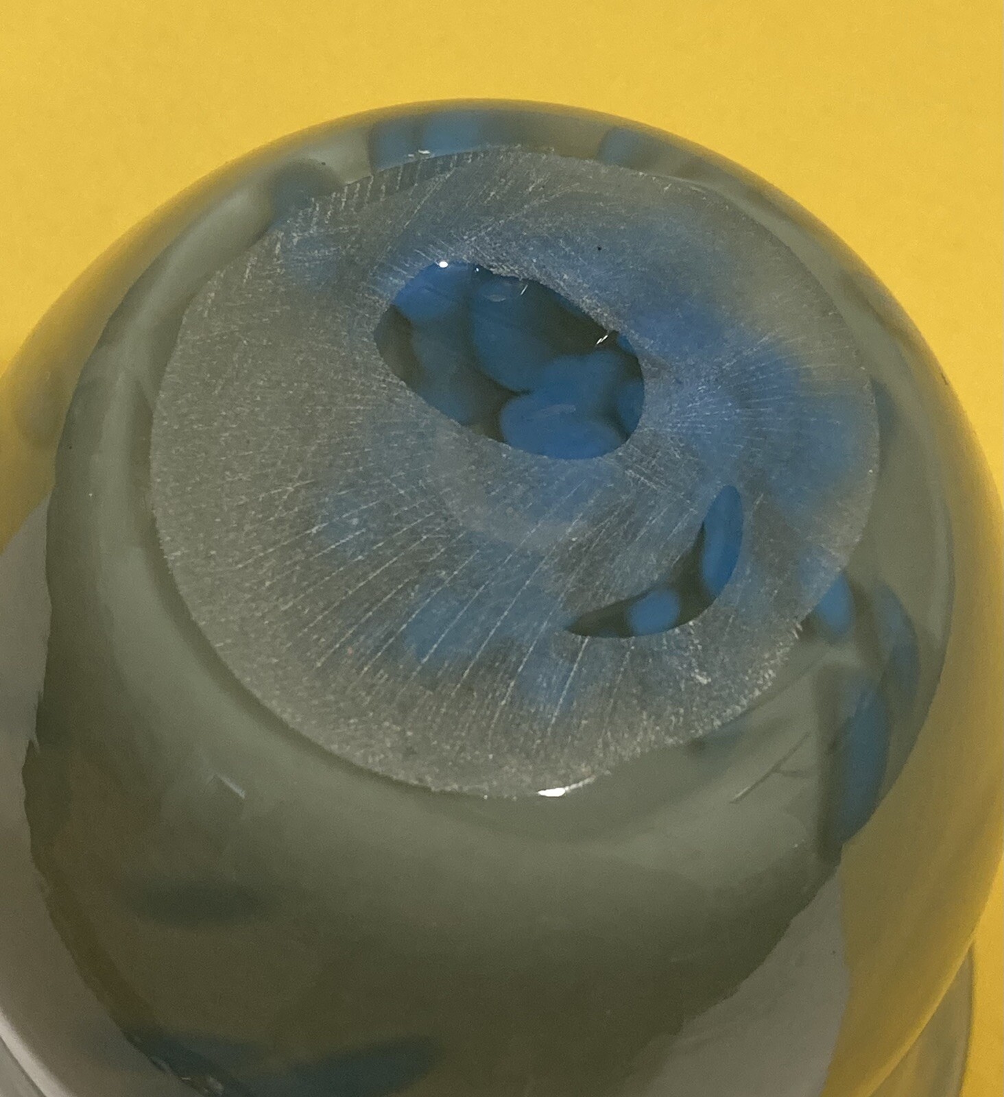 STUDIO ART GLASS Sea Foam Green with Blue Dots 6” BUD VASE ARTIST MADE UNSIGNED