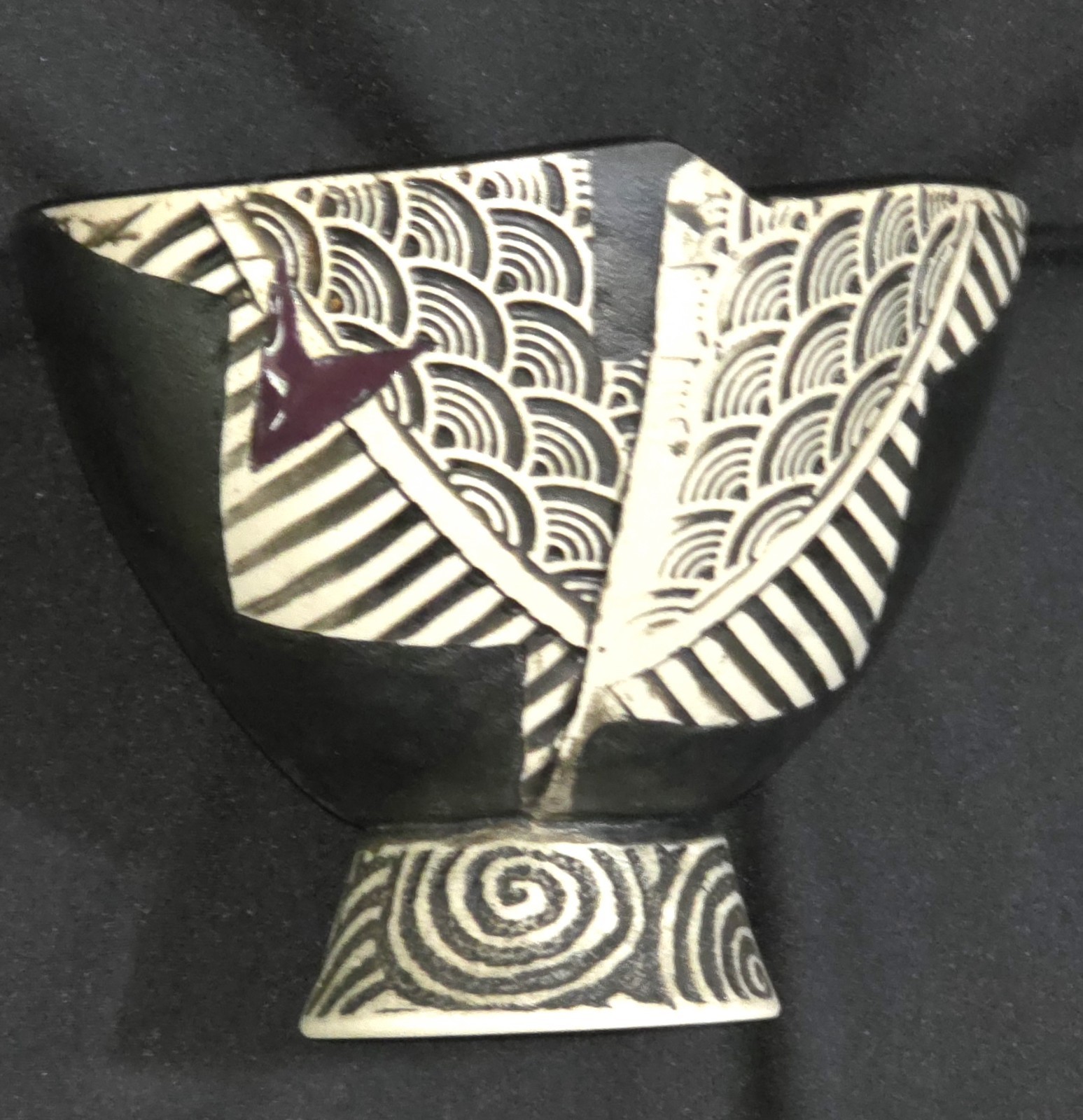 ASH Works Pottery Anne Schiesel Harris Abstract Footed Bowl