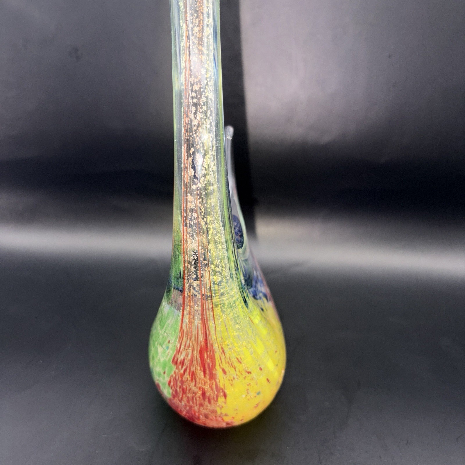 Two Murano Swans Standing At 14” Stunning Blue Green Red Pink And Gold Colors