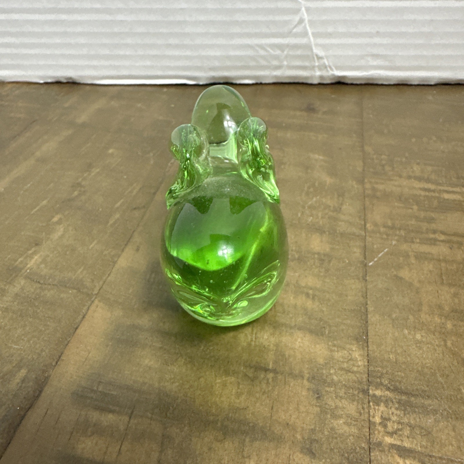 Vintage Handblown Green Glass Bunny Paperweight Rabbit Easter