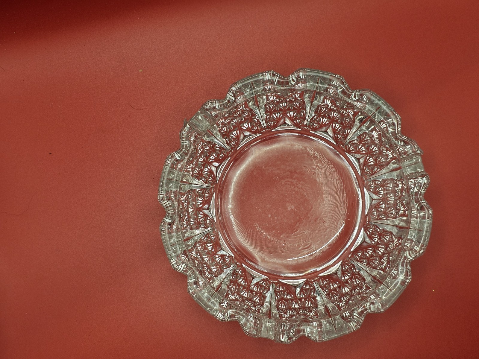 Vintage 5 7/8 Round Ashtray Firna FNG Indonesia Clear Cut Crystal Heavy Glass
