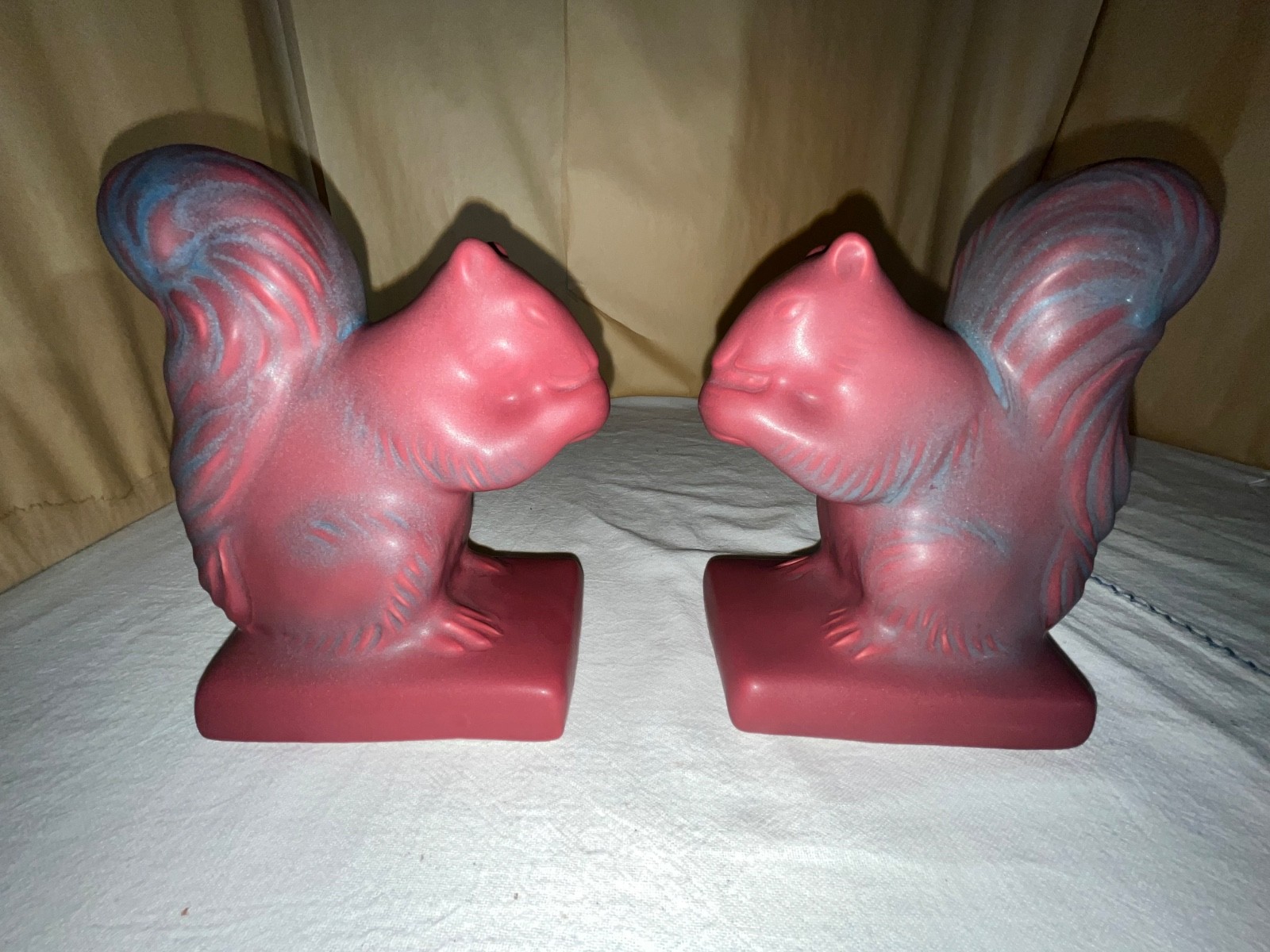 Van Briggle Pottery Figural Squirrel Bookend Set-Nature-Animals-Late 20th Centur