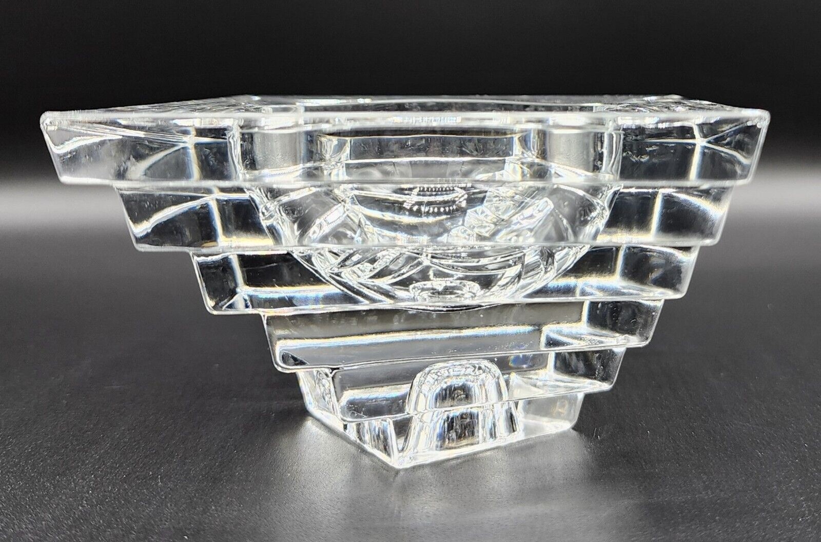 JG Durand Vintage Crystal Sculpture Candle Holder 2.25in x 4in 1980 Round Candle