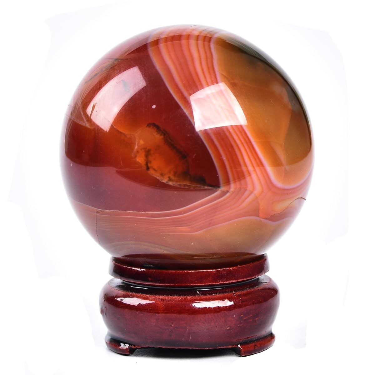 Jic Gem Natural Red Agate Crystal Ball Round Healing Crystals Decorative Sphere