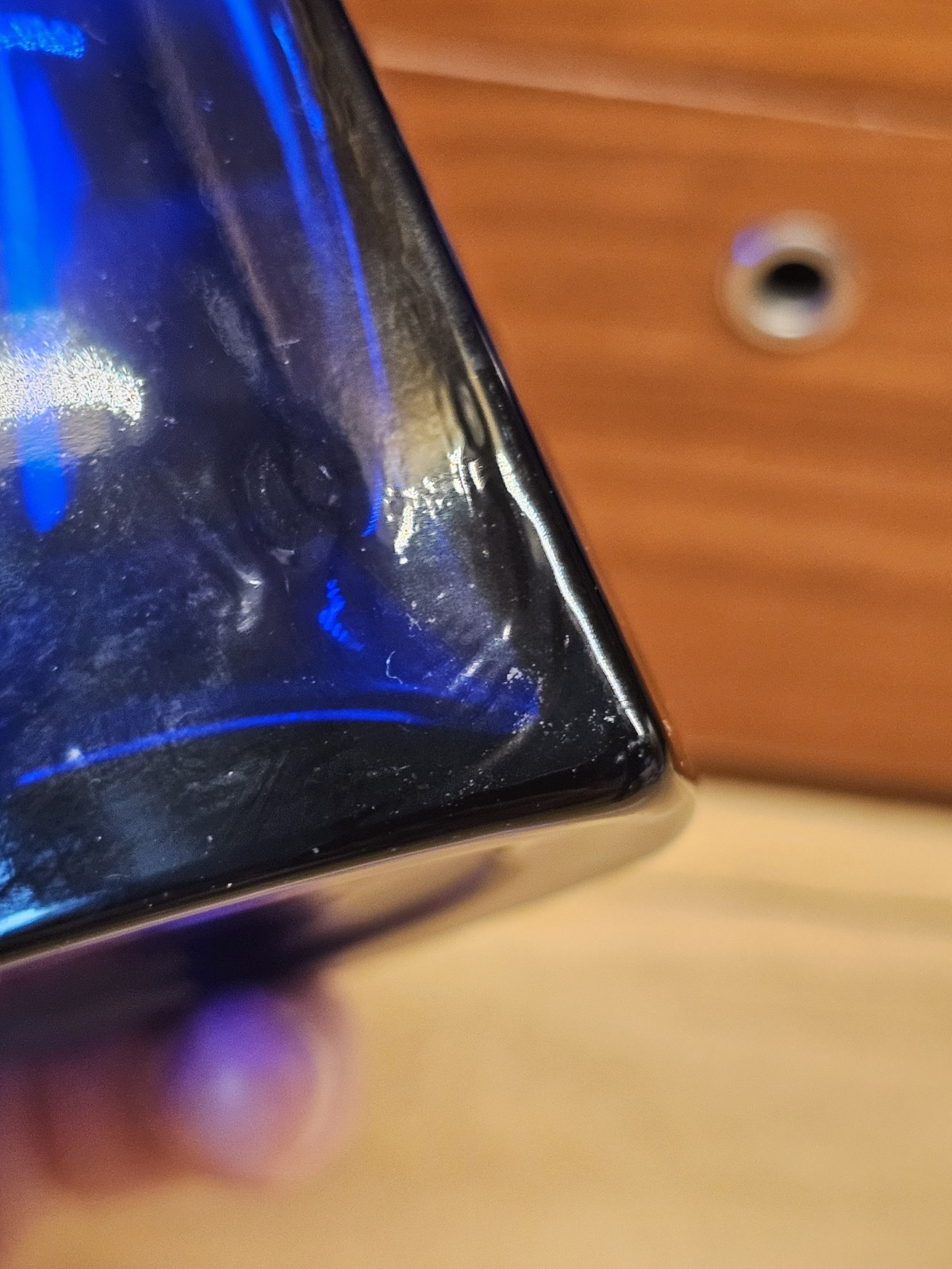 Set Of 2, Colbalt Blue 4″ Vases, Art Glass Curved Oval