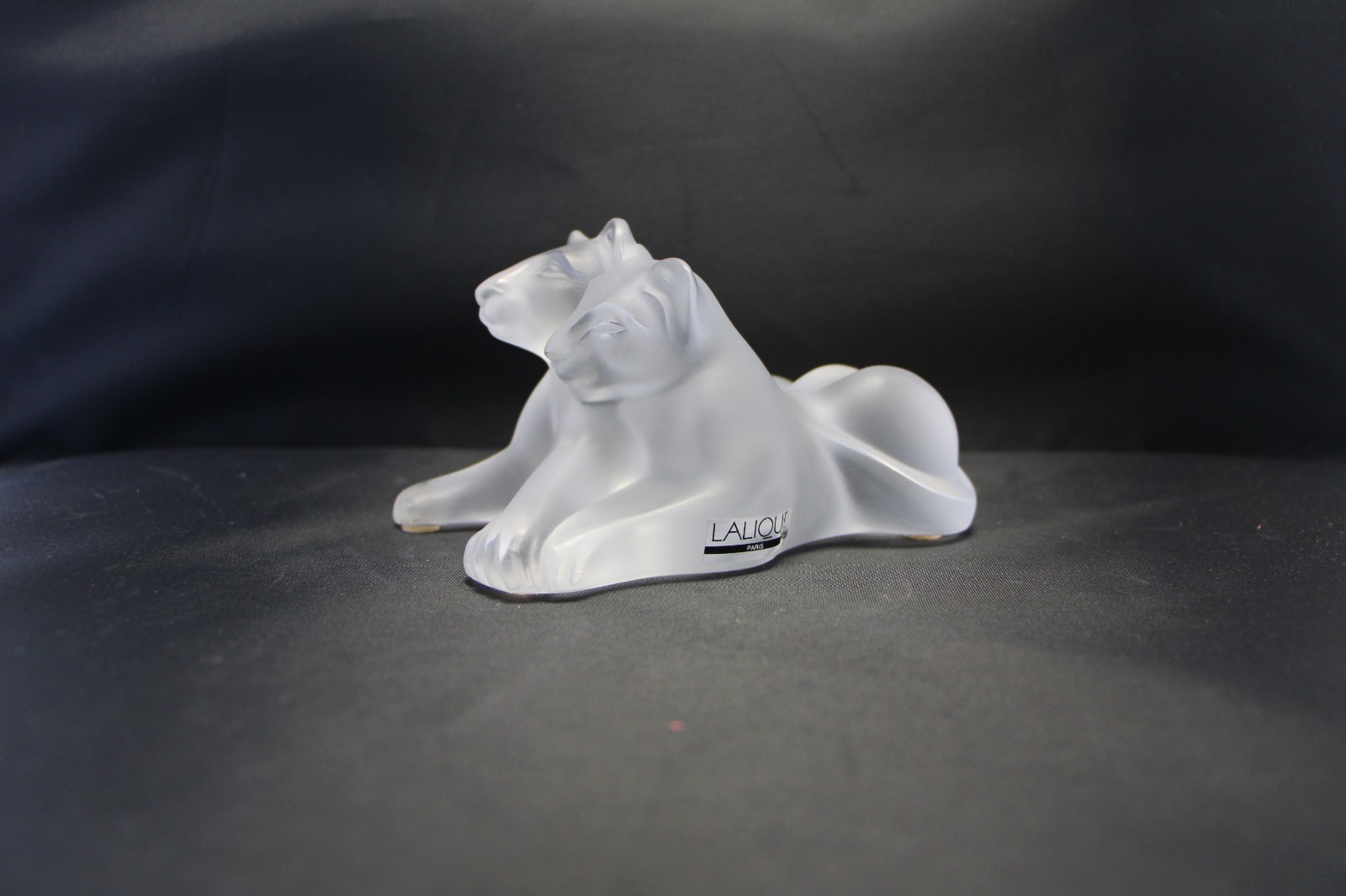 LALIQUE FRANCE Crystal TAMBWEE LION CUBS Sculpture Figurine