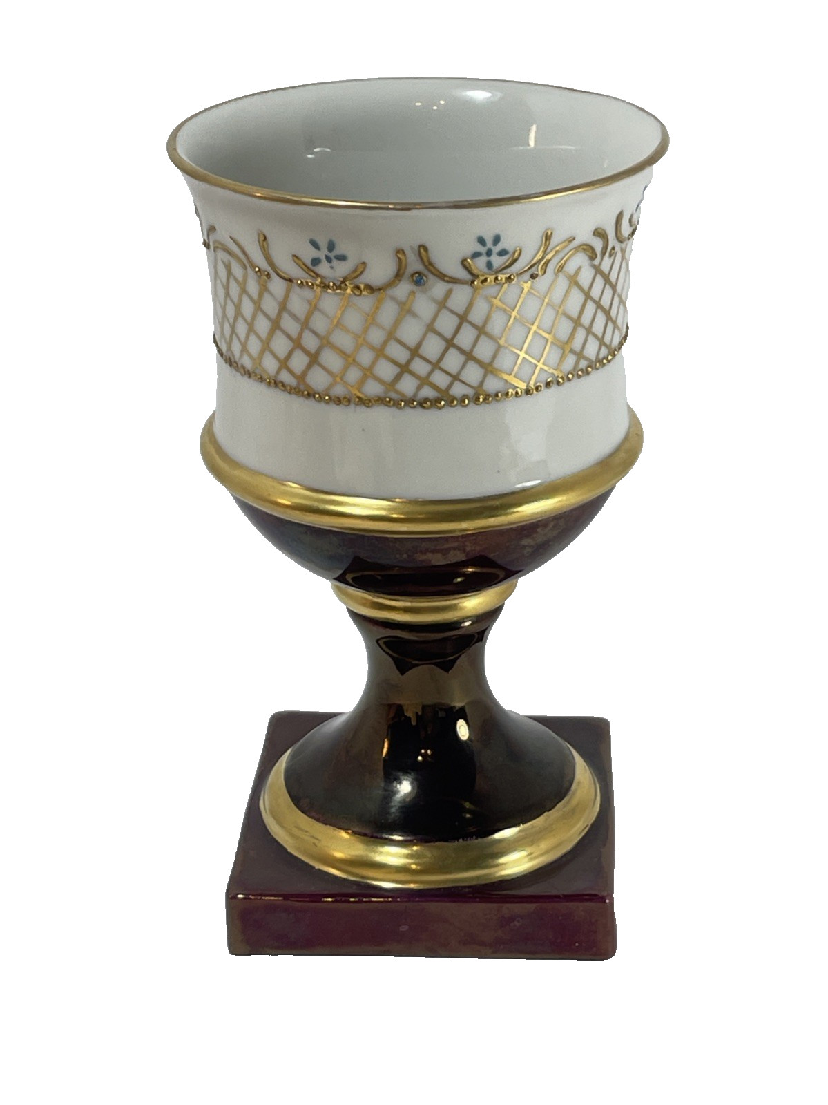 Porcelain Goblet Vase Shape Square Base Heavy Gold Gilding Empire Style Bavaria