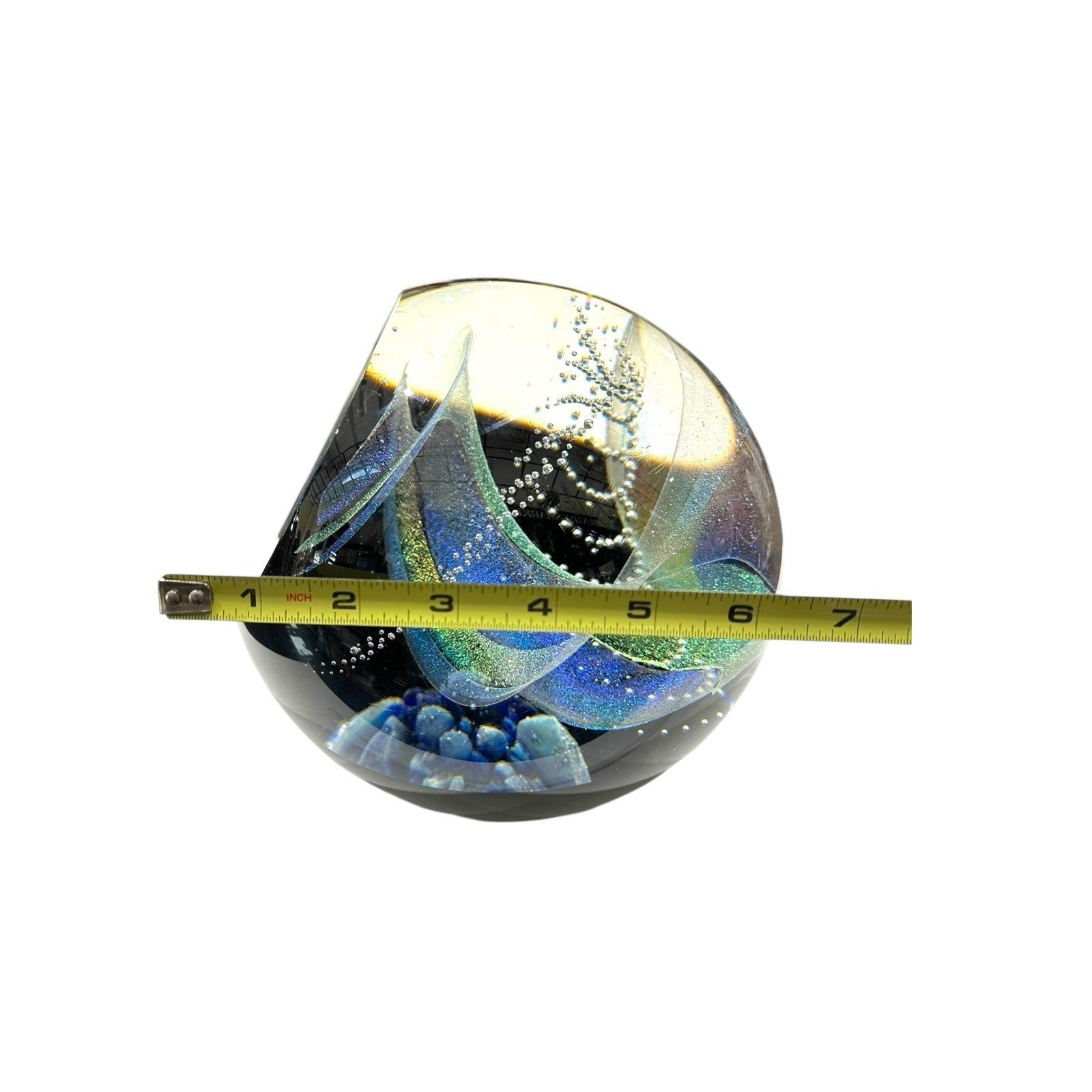 NEW Galaxy Orb 8” Swirls Dichroic Glass World Paperweight Signed Garrelts Glass