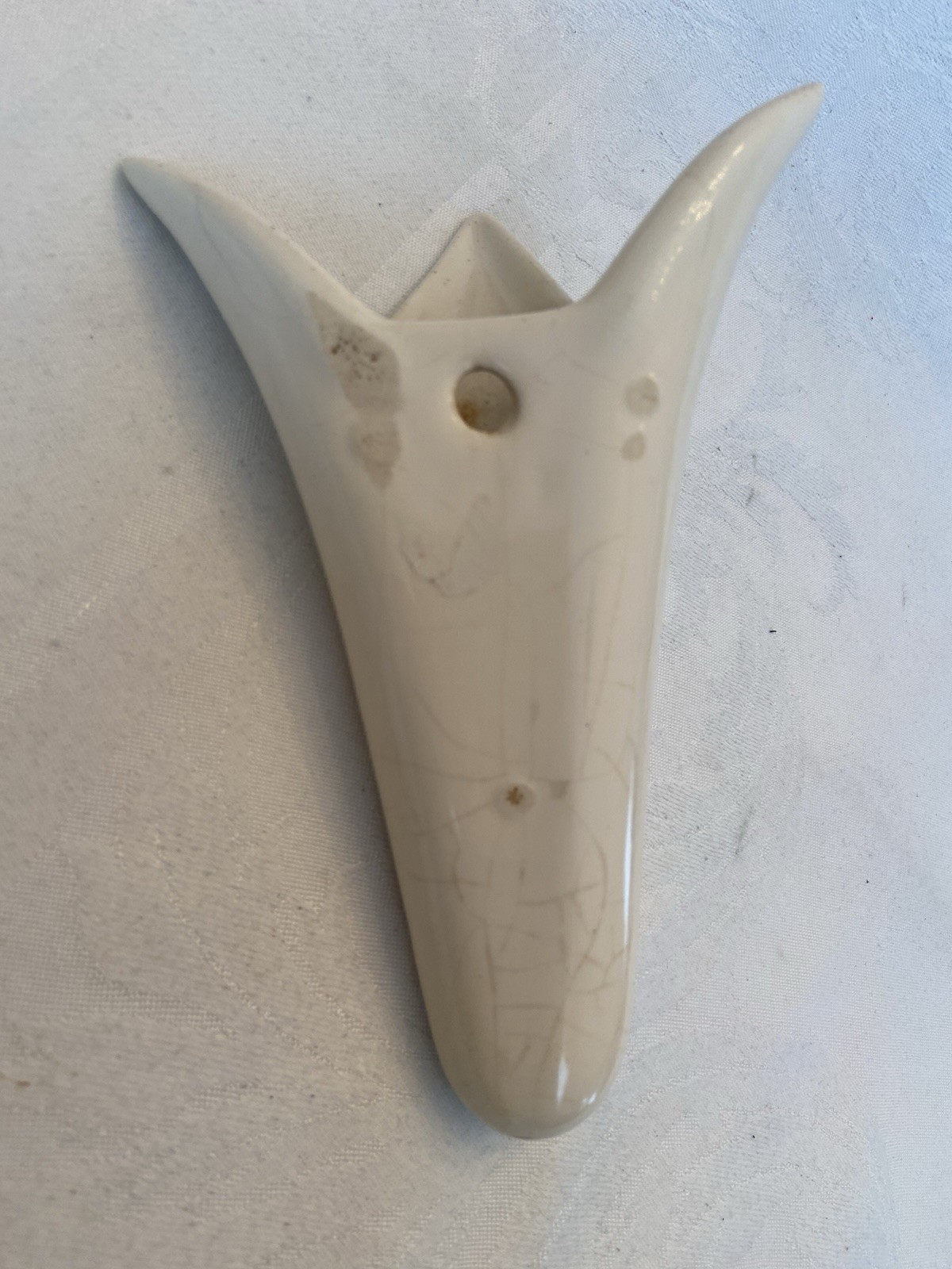 Vintage ART DECO Ivory White Wall Pocket Flower Shaped 7 1/4″ Tall