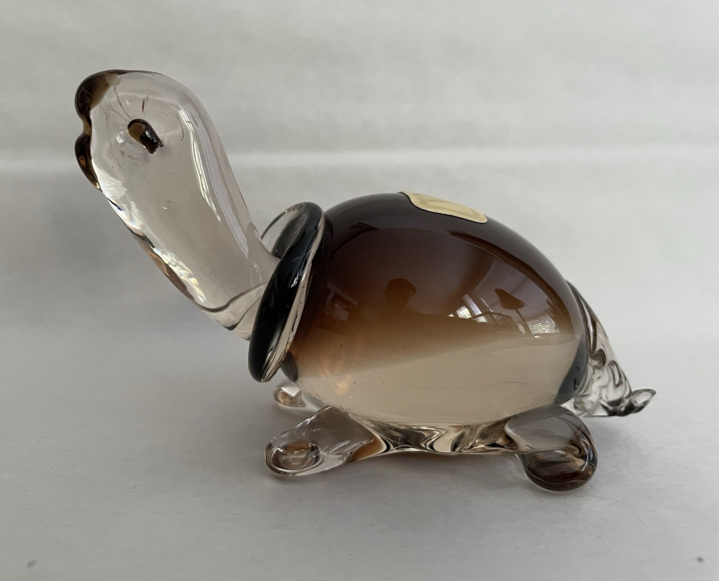 Vtg V. Nason & Co Murano glass turtle paperweight hand made chocolate & clear
