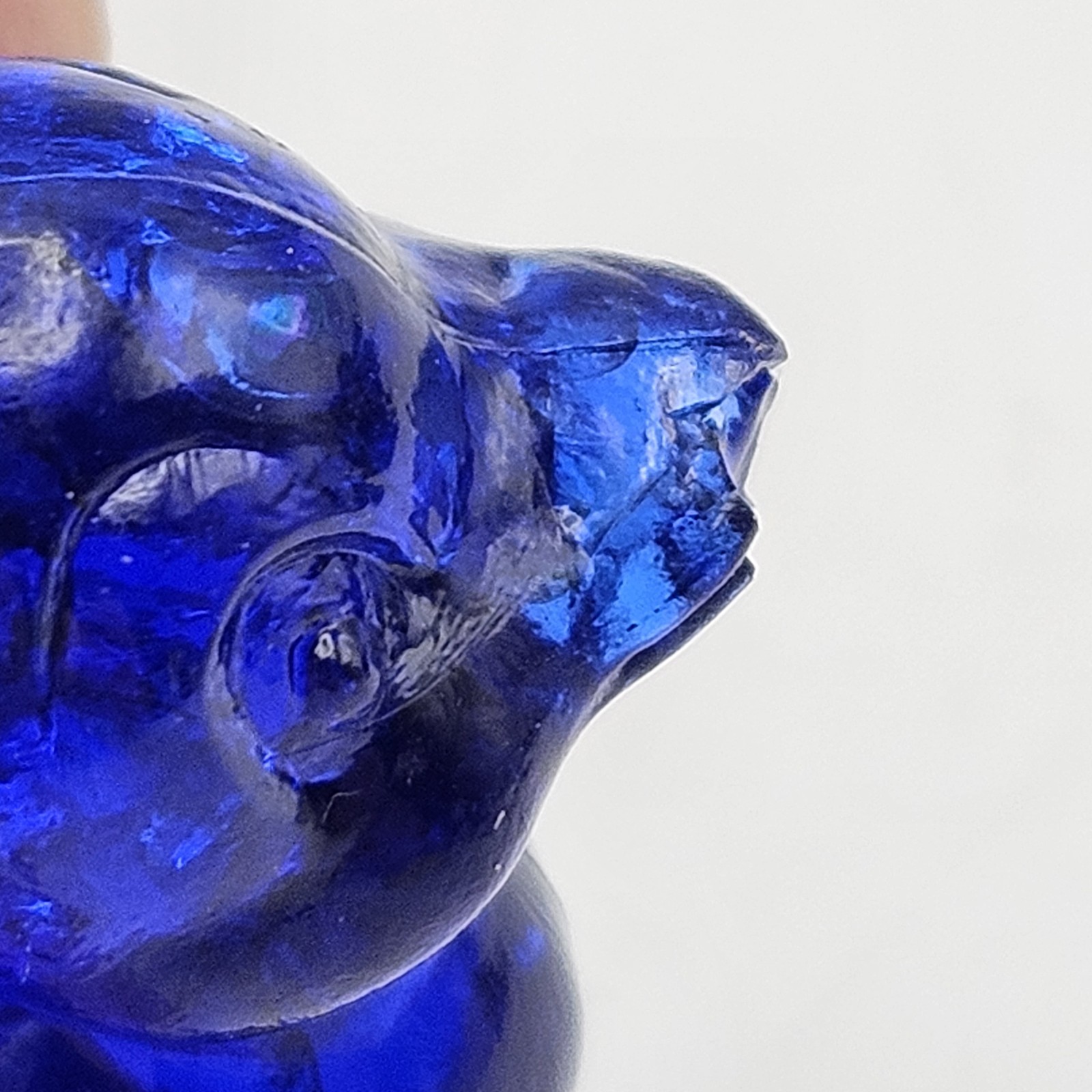 Boyds Glass ~ Debbie Duck Duckling ~ Cobalt Blue ~ Chip On Beak