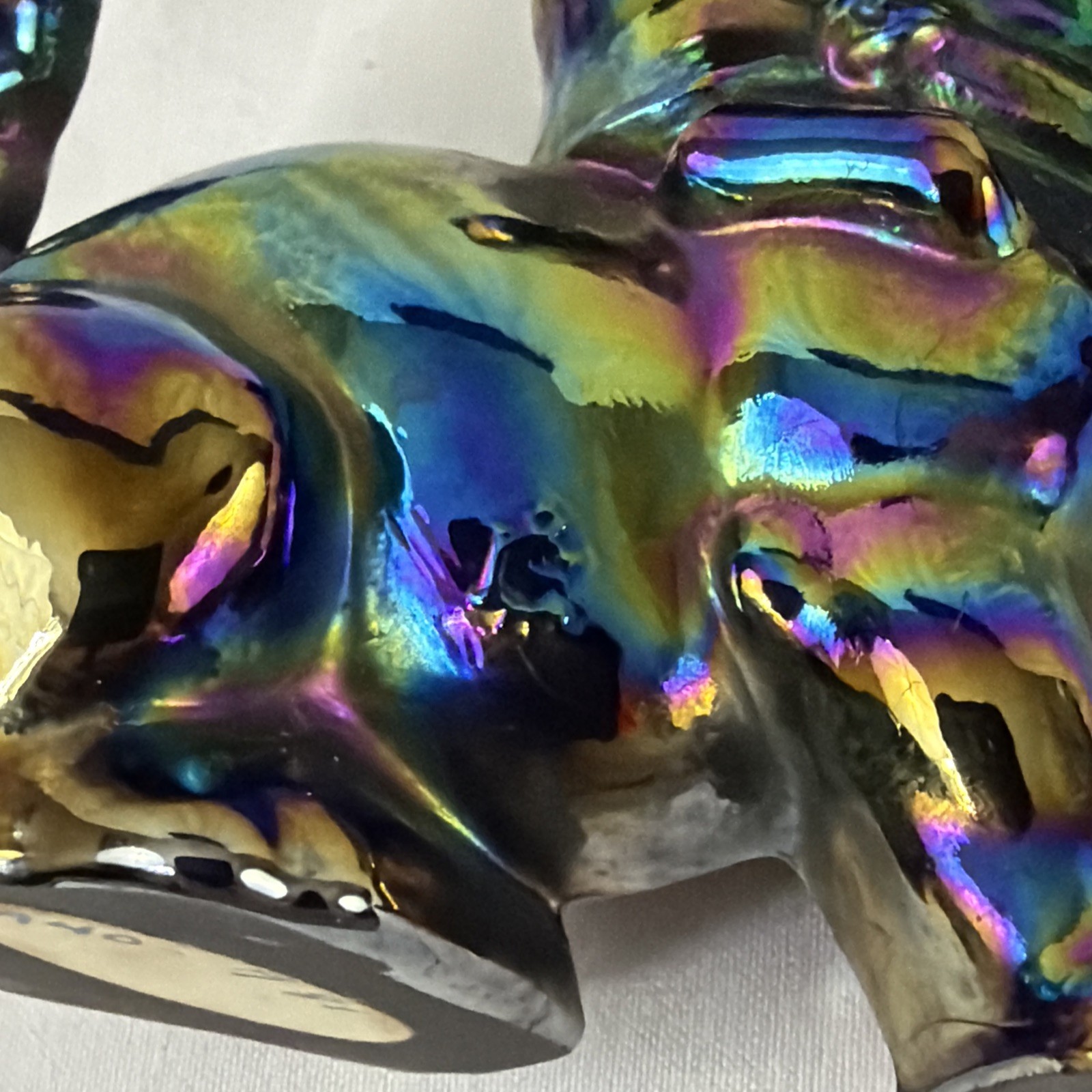 Vtg Imperial Glass Terrier Pup Figurine Amethyst Carnival Iridescent Dog Signed