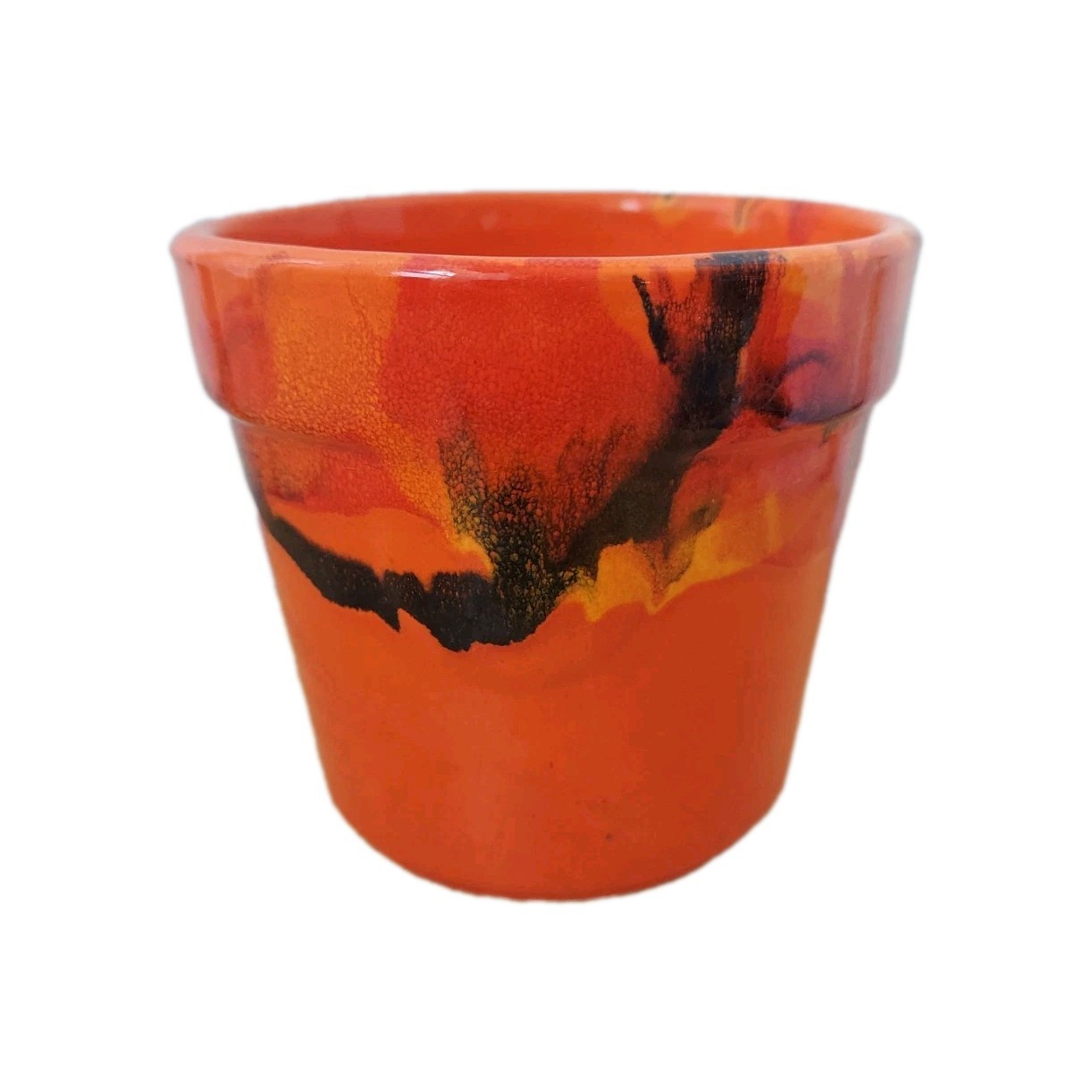 MCM USA California Pottery Red Drip Glaze Pot/Planter #1094 4.5” Tall