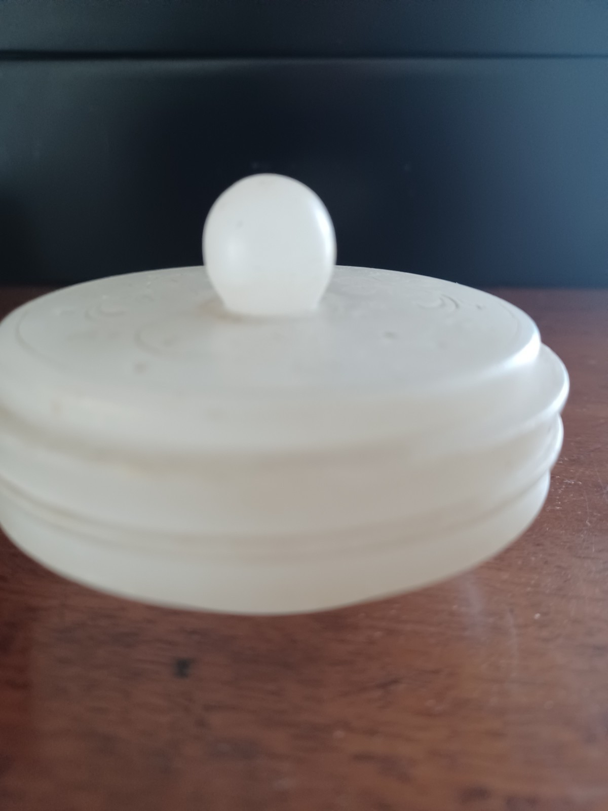 Antique Italian alabaster round lidded trinket box marked Roma.