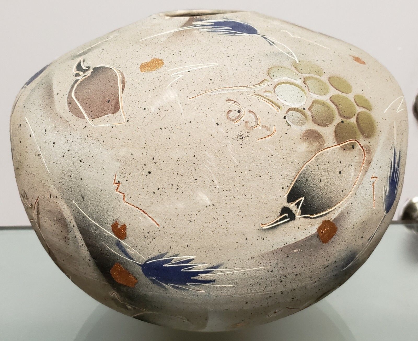Laura Ross Pottery Clay Rotund Vase, signed