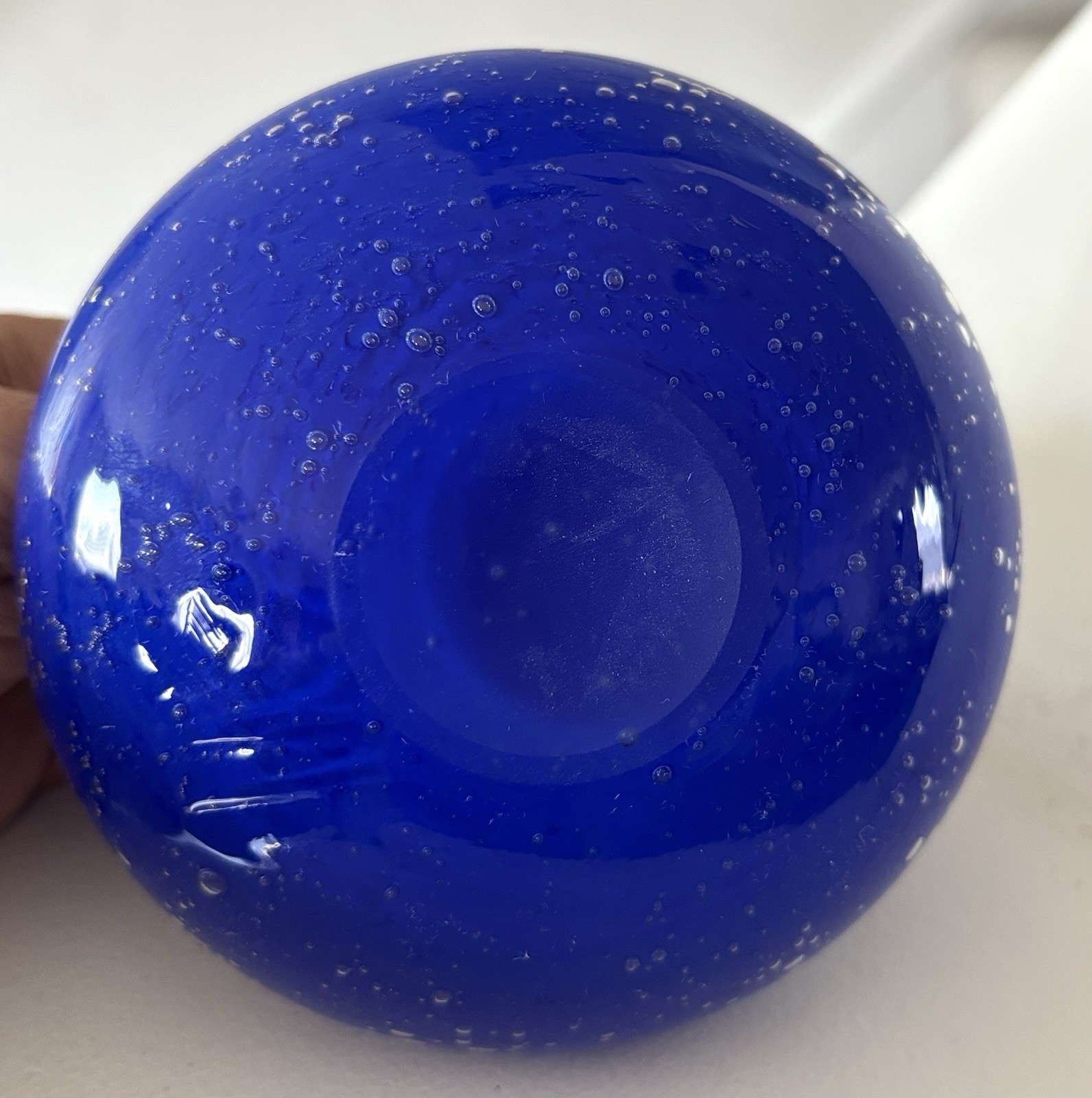 Glass Art Cobalt Blue Bubble Small Vase 3 Inches Tall