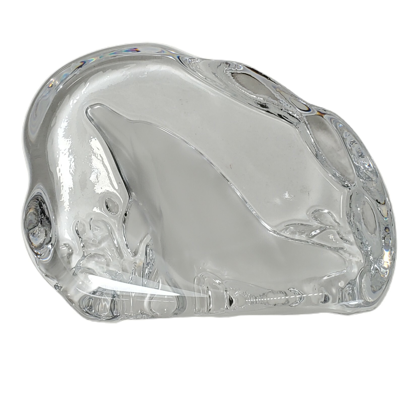 Etched Glass Dolphin Paperweight Ocean Crystal Clear Beach Porpoise Water Heavy