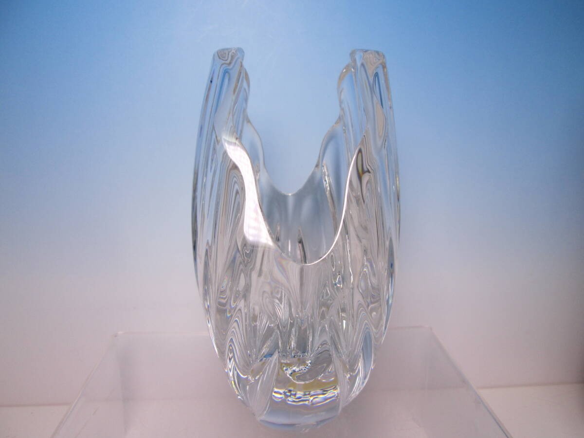 BACCARAT Shell Shape Flower Vase 20.5cm No Case Rigotto Crystal