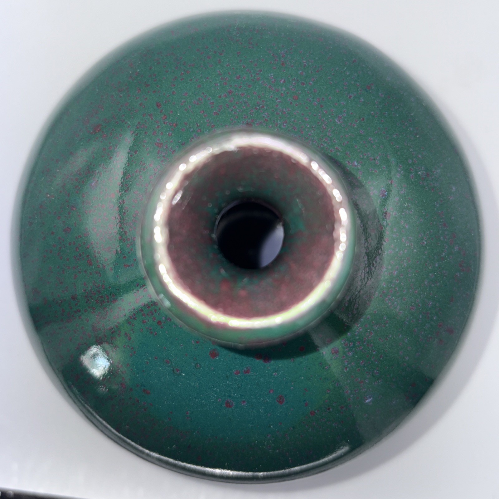 Suzanne Kent Signed SK Studio Art Pottery Bulbous Bud Vase Teal Purple Glaze 5″
