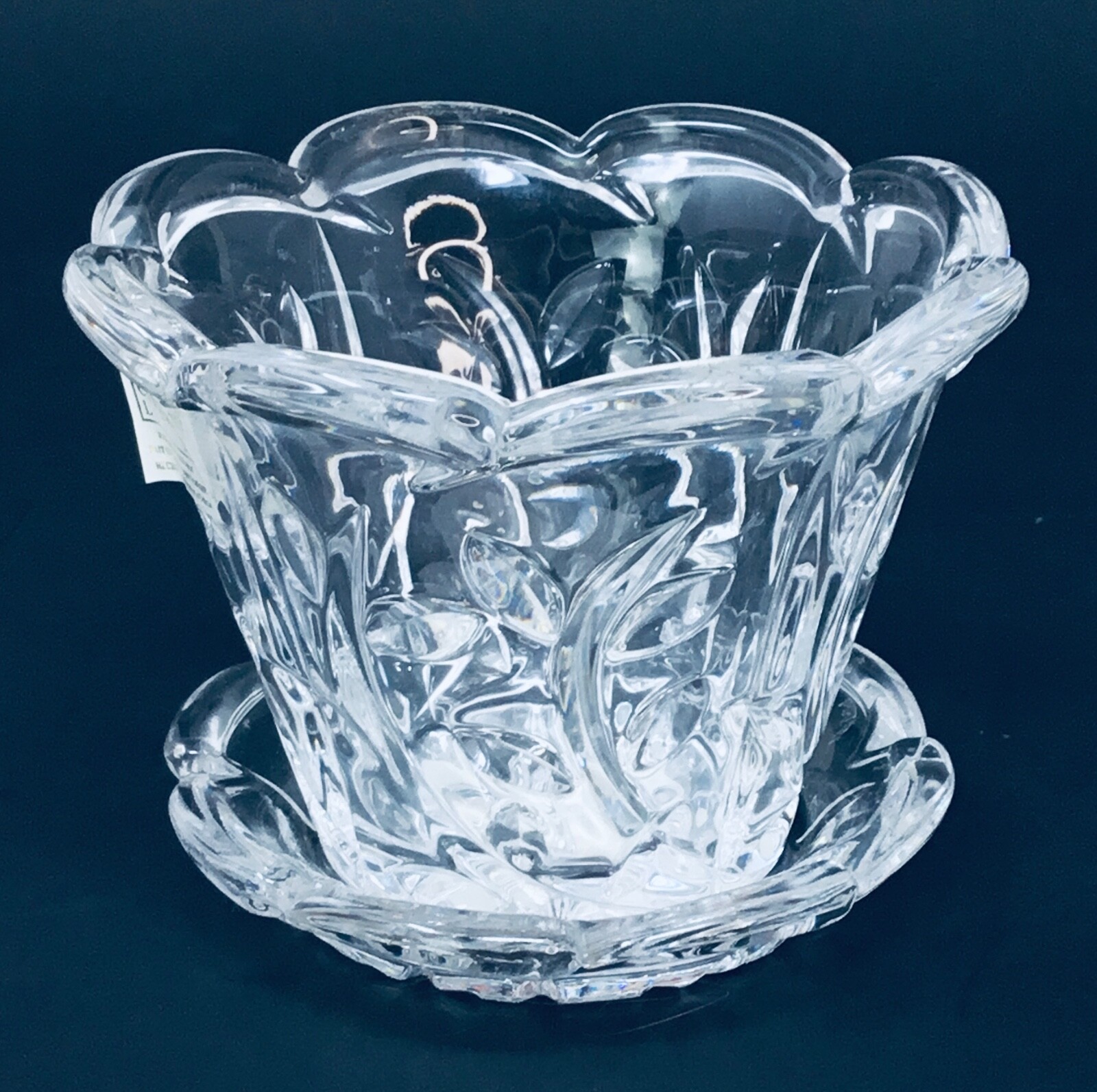 Fifth Avenue Crystal LTD Fairfax Flower Pot Votive Coaster Czech Republic 2 Pc