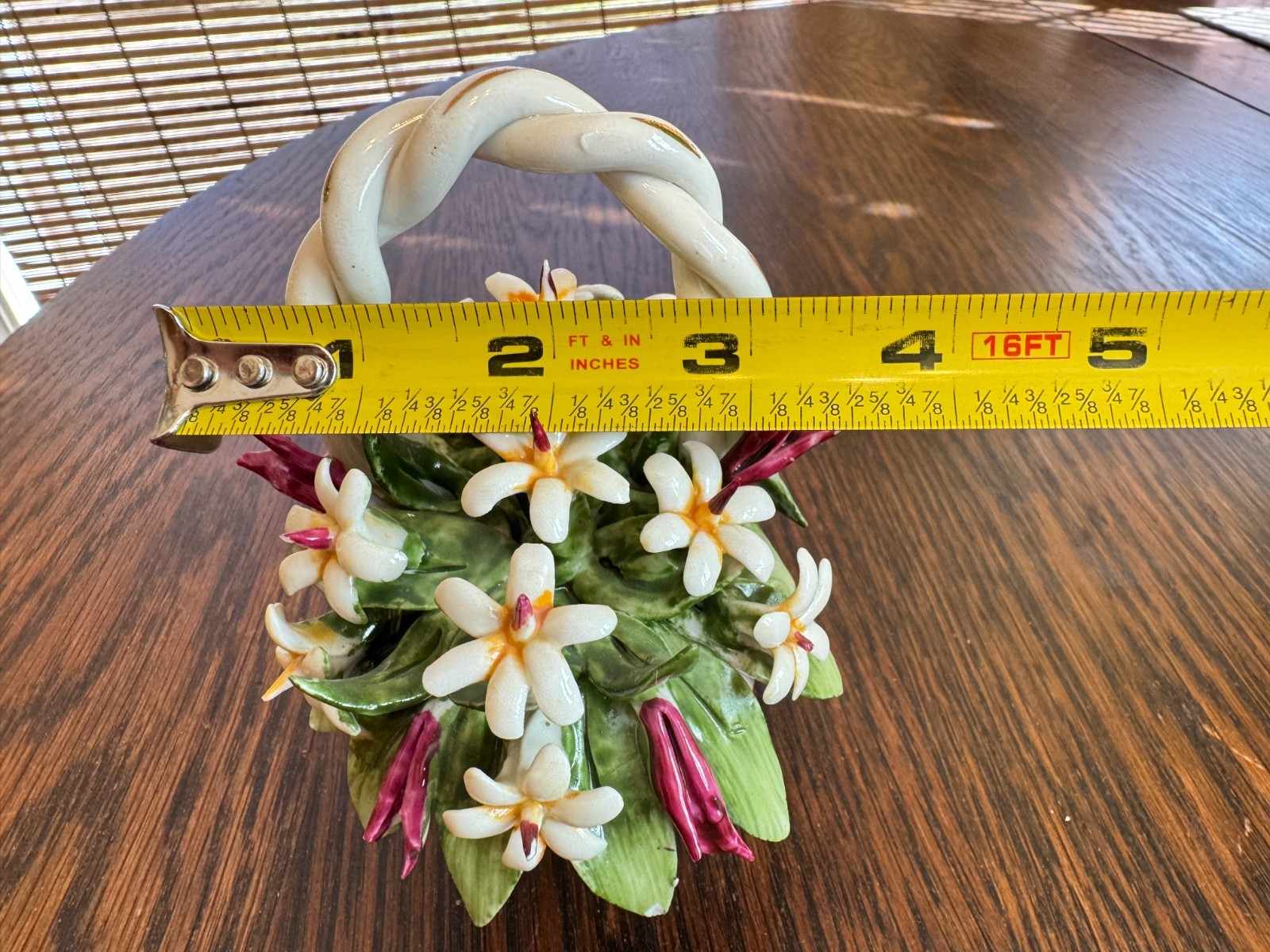 Vintage Capodimonte Style Flower Basket 5″