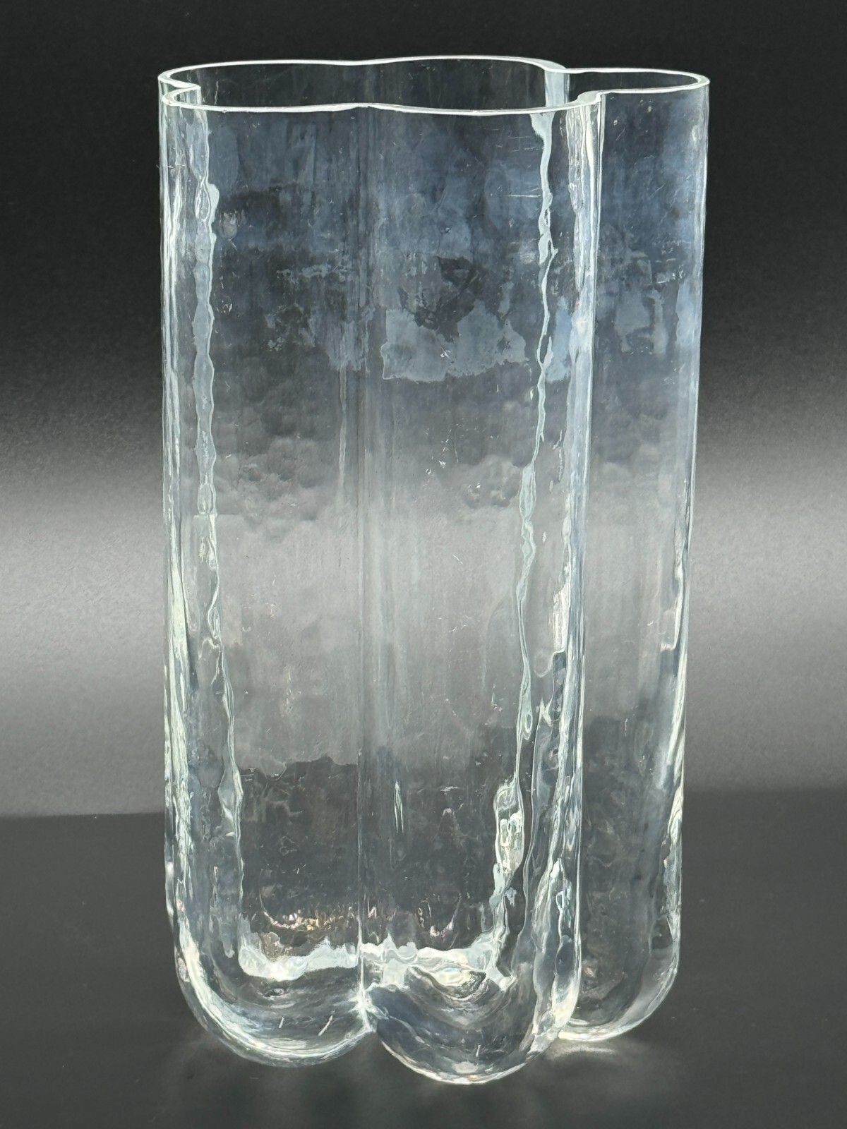 8″ 1960s Rune Strand lobed textured glass Sea Glasbruk Sweden Vase