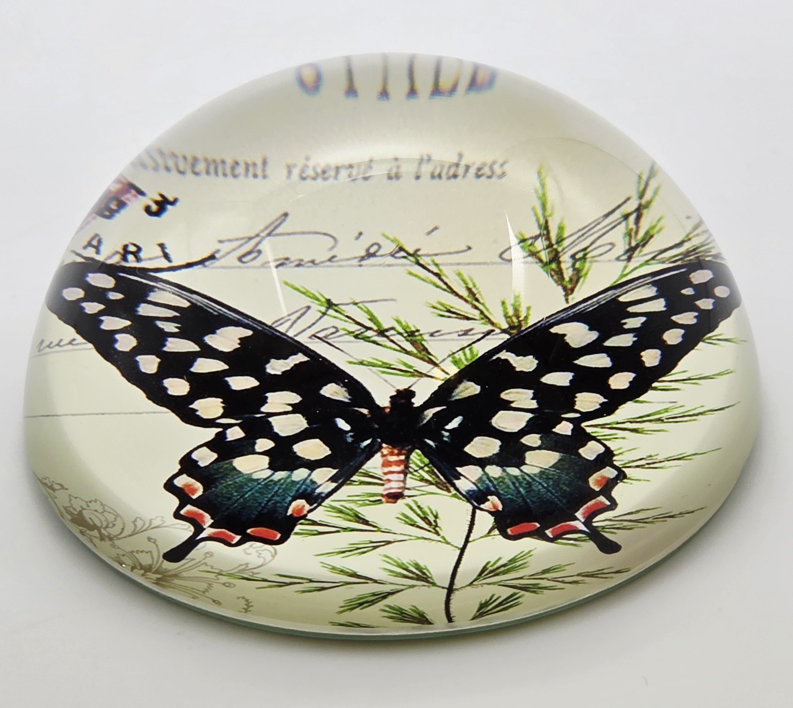 Vintage French Glass Butterfly Paperweight Giant Swallowtail