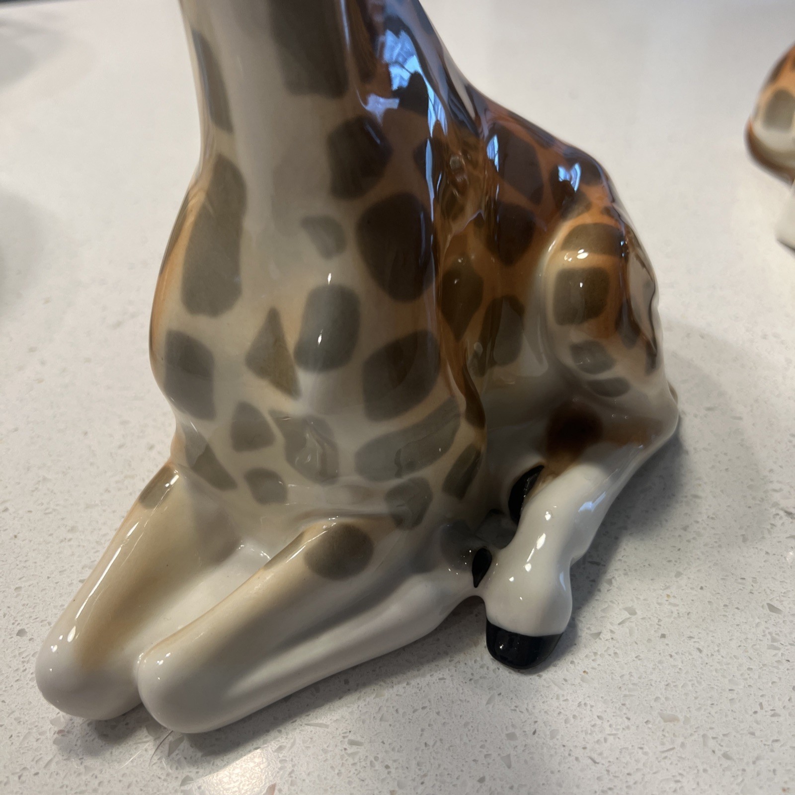 2 Large Russian Lomonosov USSR Porcelain Giraffe Figurines Vintage